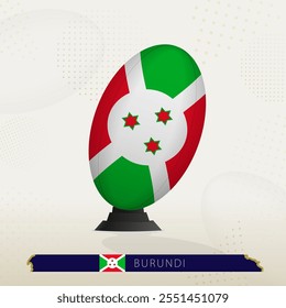 Burundi Rugby Ball on Rugby Kicking Tees with Modern Design. Illustration perfect for sports, national pride, and rugby-related projects.