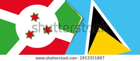 Burundi and Saint Lucia flags, two vector flags symbol of relationship or confrontation.