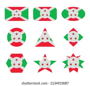burundi set of flags with geometric shapes