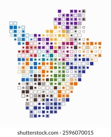 Burundi, shape of the country build of colored cells. Digital style map of the Burundi on white background. Large size square blocks. Amazing vector illustration.
