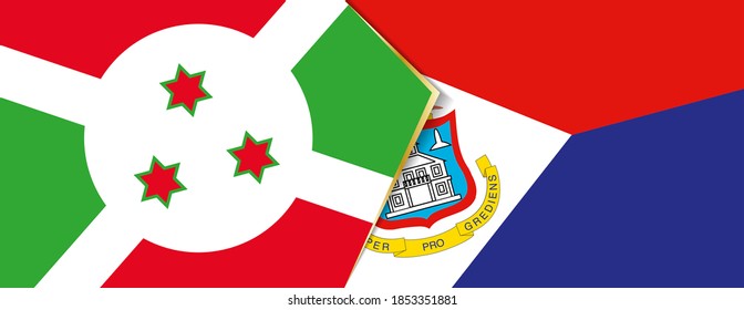 Burundi and Sint Maarten flags, two vector flags symbol of relationship or confrontation.