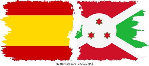 Burundi and Spain grunge flags connection, vector