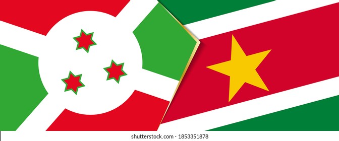 Banderas de Burundi y Suriname, dos banderas vectoriales símbolo de relación o enfrentamiento.