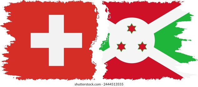 Burundi and Switzerland grunge flags connection, vector