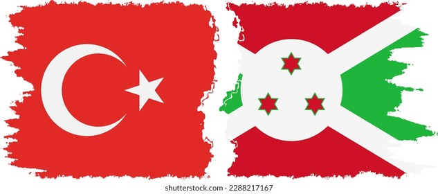 Conexión de banderas onduladas de Burundi y Turquía, vector