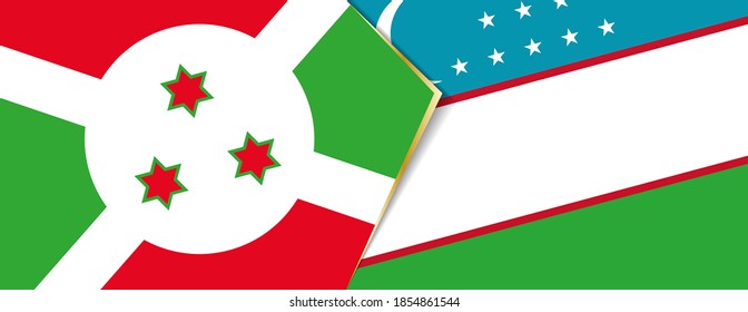 Banderas de Burundi y Uzbekistán, dos banderas vectoriales símbolo de relación o enfrentamiento.