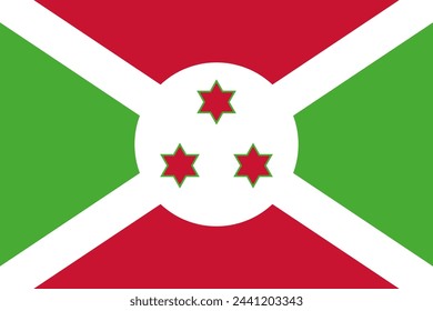 Burundi Vektor-Flagge in offiziellen Farben und 3:2 Seitenverhältnis.