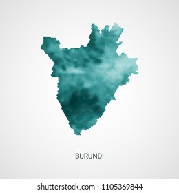 Burundi vector map - blue geometric gradient graphic background from hexagon dots.
