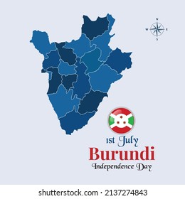 Burundi vector map with flag, Burundi flag map