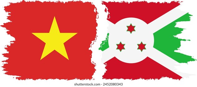 Burundi and Vietnam grunge flags connection, vector