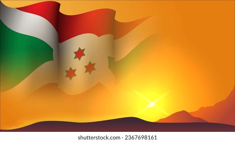 burundi ondear el diseño de fondo de la bandera en la imagen vectorial de la puesta del sol adecuado para afiches, evento de diseño de medios sociales en burundi