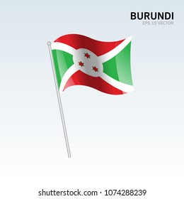 Burundi waving flag isolated on gray background