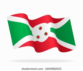 Burundian flag wavy background layout. Vector illustration.