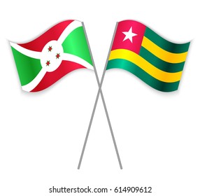 Burundian and Togolese crossed flags. Burundi combined with Togo isolated on white. Language learning, international business or travel concept.