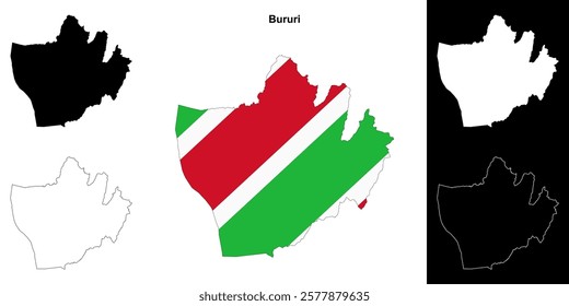 Bururi province outline map set