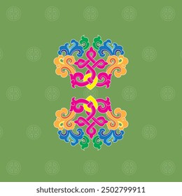 Buryad Mongolian traditional horn spiral ornament vector illustration