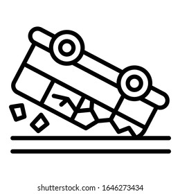 Icono de accidente de autobús. Icono de vector de accidente de bus de esquema para diseño web aislado en fondo blanco