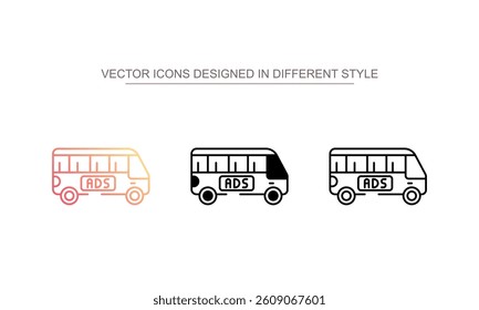 Bus Ads icon design with white background stock illustration