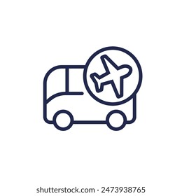 bus to airport, shuttle line icon