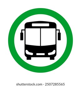 bus allowed, silhouette in green circle pictogram, round vector icon