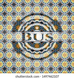 Bus arabic style badge. Arabesque decoration.