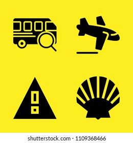 bus, arrivals, warning and shell vector icon set. Sample icons set for web and graphic design