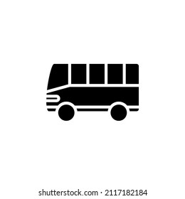 Bus, Autobus, Public, Transportation Solid Icon Vector Illustration Logo Template. Suitable For Many Purposes.