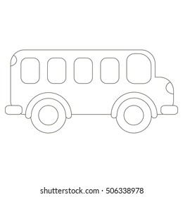 Bus to be colored. Coloring book to educate preschool kids with easy kid educational gaming and primary education of simple game level of difficulty.