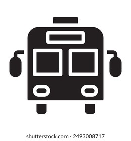 Icono negro del autobús. Ilustración vectorial.