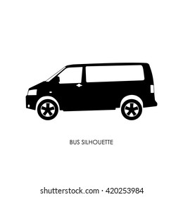 Bus black silhouette on a white background. Vector illustration