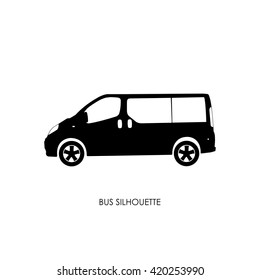 Bus black silhouette on a white background. Vector illustration