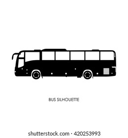 Bus black silhouette on a white background. Vector illustration