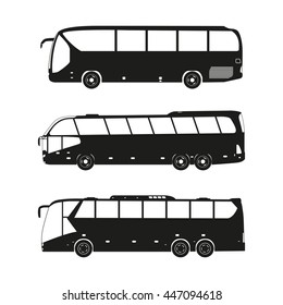 Bus black silhouettes on a white background. Vector illustration