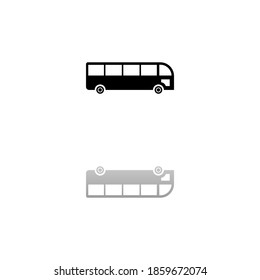 Bus. Black symbol on white background. Simple illustration. Flat Vector Icon. Mirror Reflection Shadow. Can be used in logo, web, mobile and UI UX project