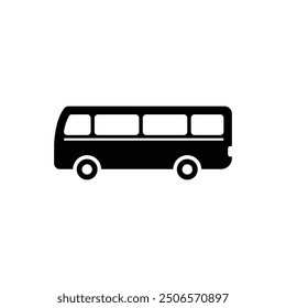 Bus black and white flat vector icon design. Simple bus clip art and symbol