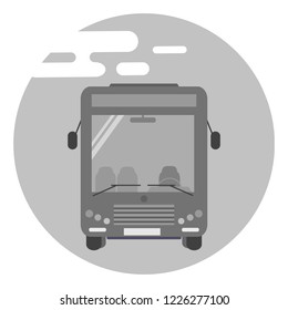 Bus. Black and white icon in flat style. Vector illustration for printing in magazines, brochures, posters , banners, schedules of transport and tourist services.