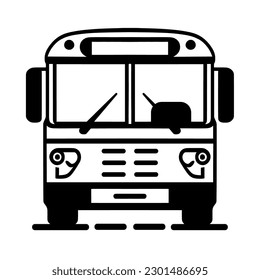 Bus black and white vector icon, transport emblem.