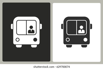 Bus - black and white vector icons. Illustration isolated for graphic and web design.