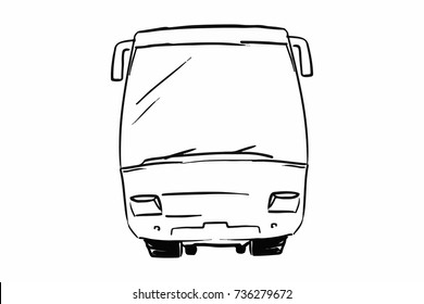 Bus black and white vector sketch. Simple drawing isolated at white background.