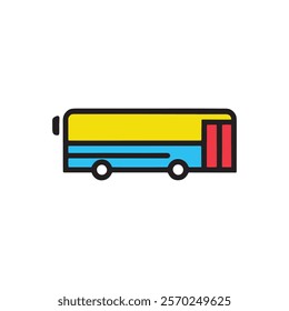 A bus blue and yellow