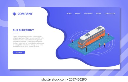 bus blueprint concept for website template or landing homepage with isometric style