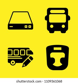 bus, bus, boxing and router vector icon set. Sample icons set for web and graphic design