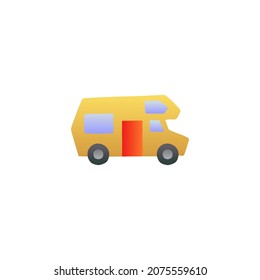 Bus, camp, camper icon, campsite car symbol in gradient color, isolated on white 