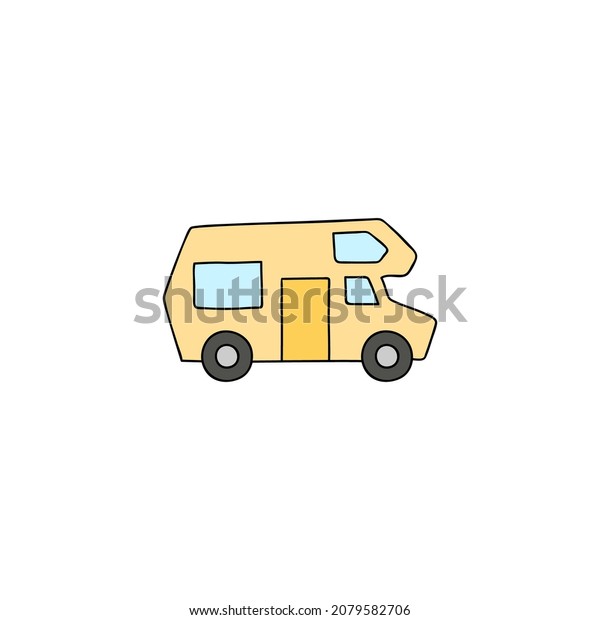Bus, camp, camper icon, campsite car\
symbol in color icon, isolated on white background\
