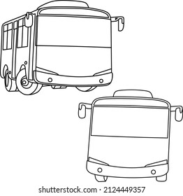 imagen vectorial del vehículo de bus, para libro de coloreado.

