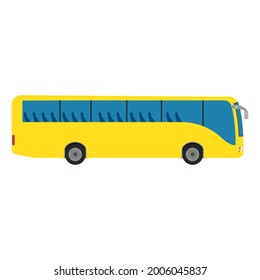 Bus car vector transportation travel vehicle illustration icon. Passenger public bus car truck side view isolated white. Business trip vehicle drive urban autobus. Silhouette van flat design vehicle