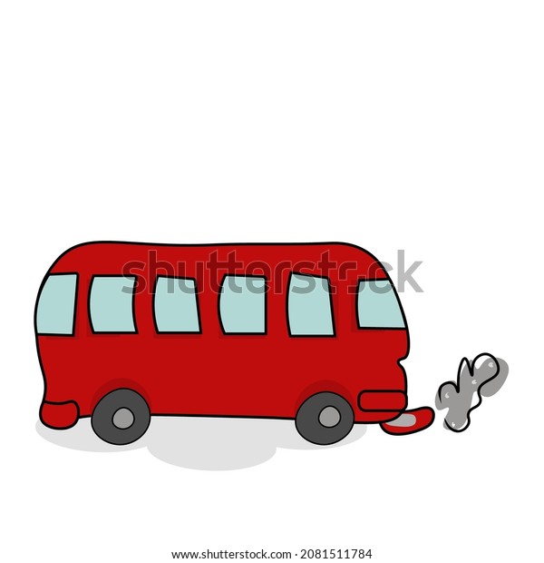 bus cartoon painted on\
white onet