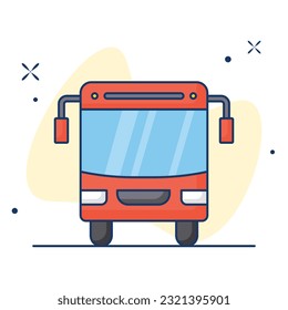 Ilustración del icono del vector de dibujos animados de un autobús. Icono de transporte Vector Premium aislado. Estilo de dibujo plano