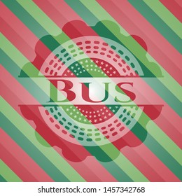 Bus christmas style badge. Vector Illustration. Detailed.