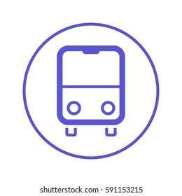 Bus circular line icon. Round sign. Flat style vector symbol